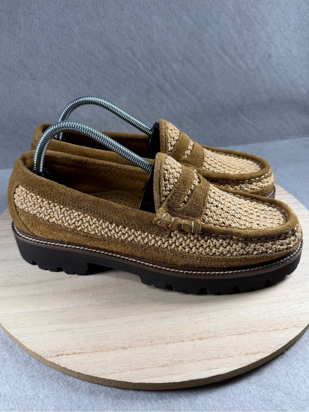 G.H. Bass x Corridor Larson Weejuns Loafers Men’s 8.5 Raffia Suede Lug Sole Tan